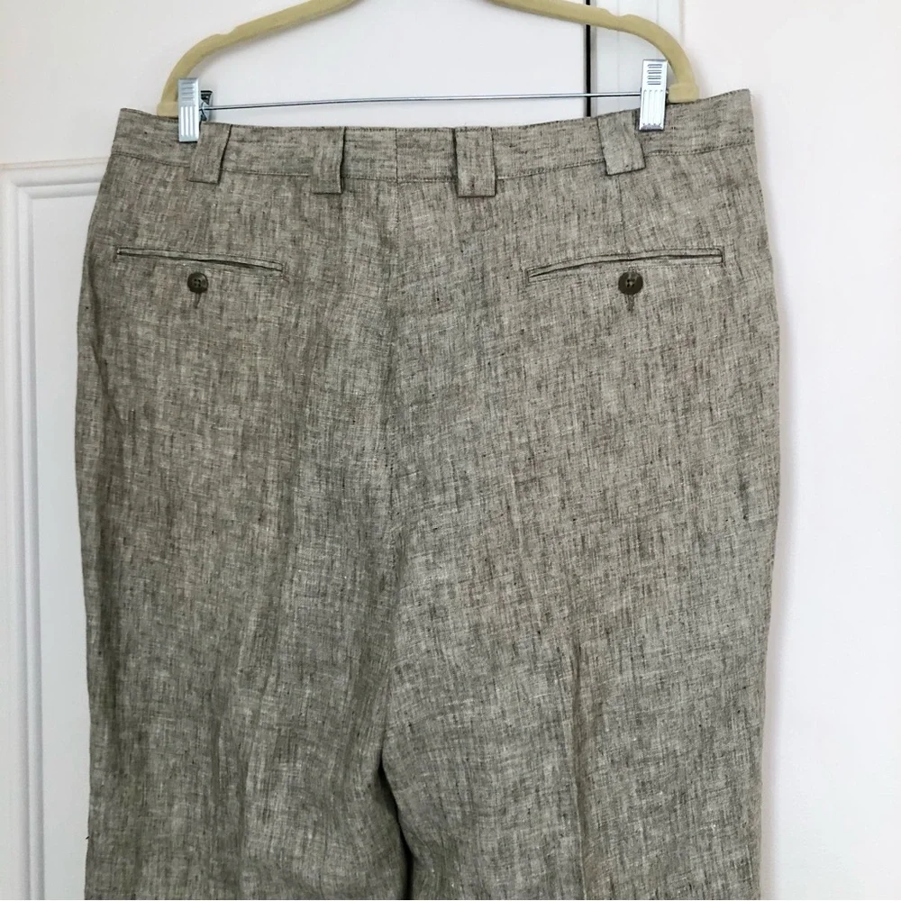 Mens Linen Trousers pleats cuffs pockets 38” Riviera Sport formal 31” inseam